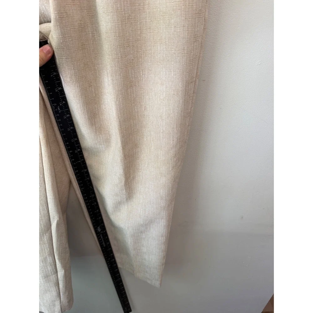Allison Daley Petite Beige Textured Elastic Waist Pull On Pants Trousers 14P